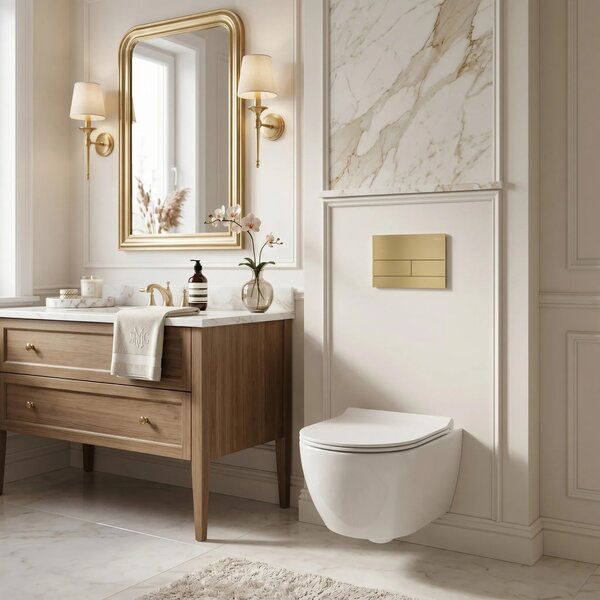 Beépíthető WC Tartókeret Szett Slim 024N T Brush Gold Nyomólappal