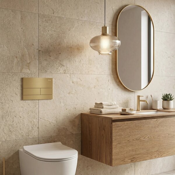 Beépíthető WC Tartókeret Szett Slim 024N T Brush Gold Nyomólappal