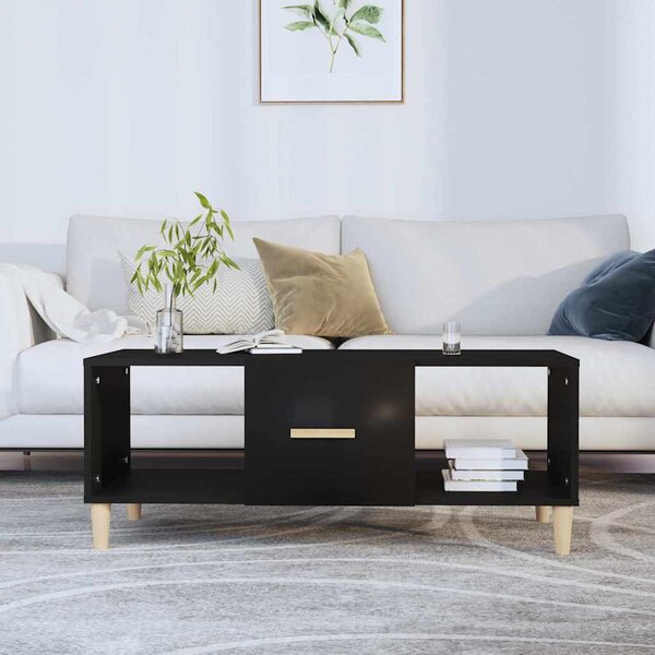 Fekete szerelt fa dohányzóasztal 102 x 50 x 40 cm