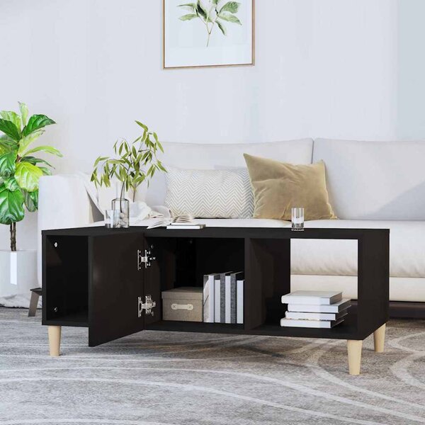 Fekete szerelt fa dohányzóasztal 102 x 50 x 40 cm