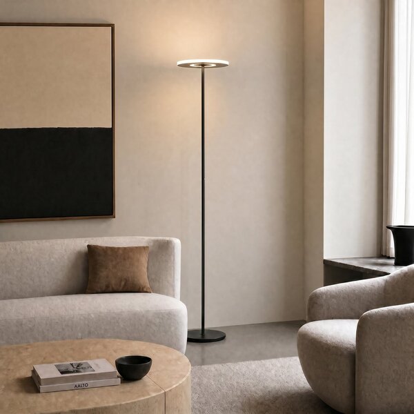 Állólámpa Lucande, Raymond, dimmable, Fekete, Nappali, Fém, Modern