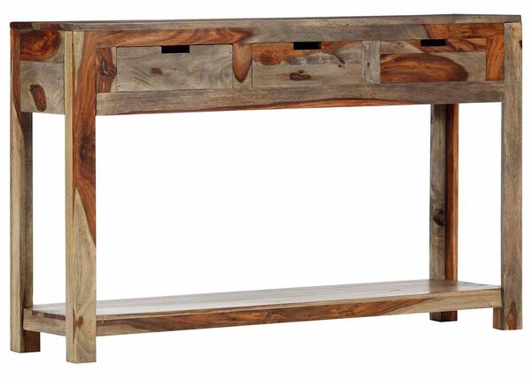 Tömör akácfából tálalóasztal 3 fiókkal 120x30x75 cm