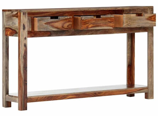 Tömör akácfából tálalóasztal 3 fiókkal 120x30x75 cm
