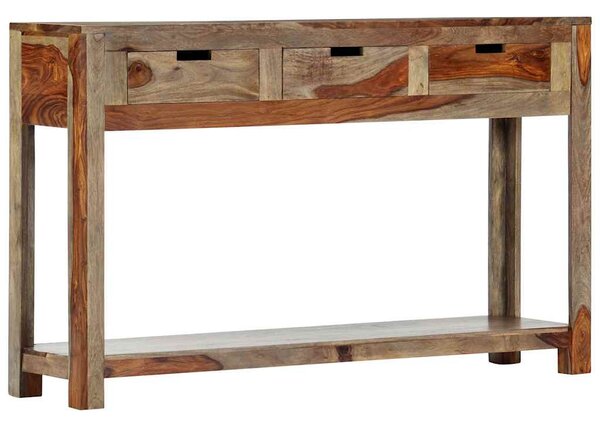 Tömör akácfából tálalóasztal 3 fiókkal 120x30x75 cm
