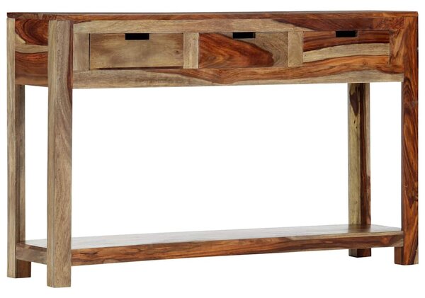 Tömör akácfából tálalóasztal 3 fiókkal 120x30x75 cm