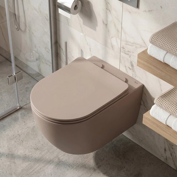 Focus Fali WC Csésze Szett + Pultra Szerelhető Mosdó Rea Focus Taupe