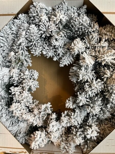 Adventi Koszorú Hóval 50 cm – Ünnepi dísz - Fehér - 31 - 50 cm