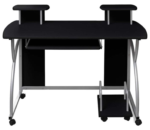 Fekete szerelt fa számítógépasztal 110 x 52 x 88,5 cm