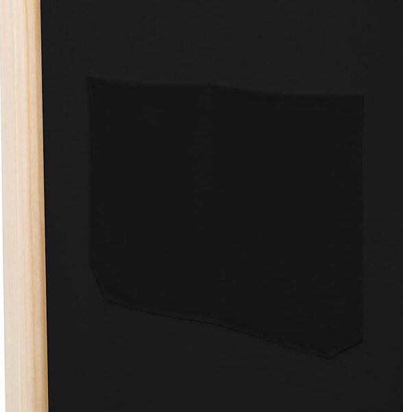 Fekete 5-paneles szövetparaván 200 x 170 x 4 cm