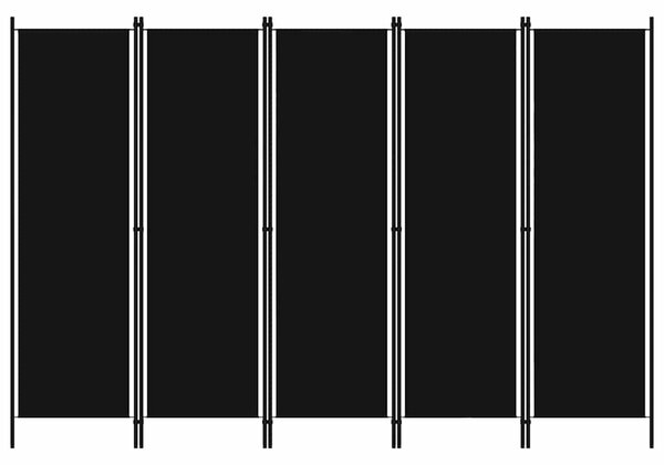 Fekete 5 paneles paraván 250 x 180 cm