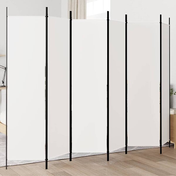 6 paneles fehér szövet térelválasztó 300x200 cm