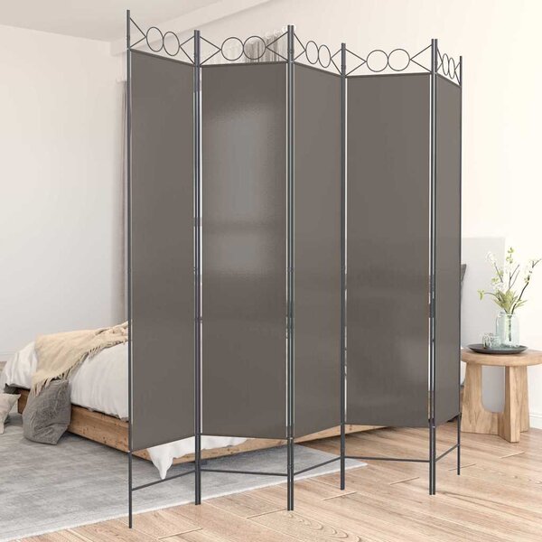 5 paneles antracitszürke szövet térelválasztó 200x200 cm