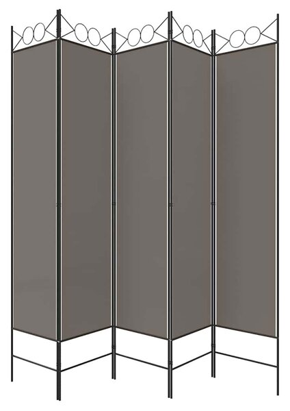 5 paneles antracitszürke szövet térelválasztó 200x200 cm