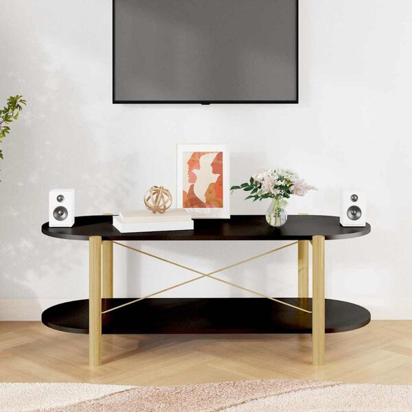 Fekete szerelt fa dohányzóasztal 110x48x40 cm