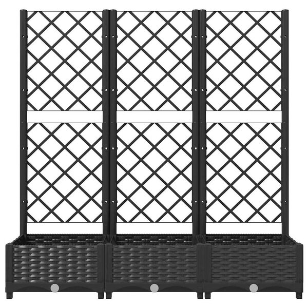 Fekete kerti virágláda ráccsal 120 x 40 x 121,5 cm PP