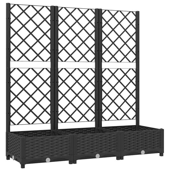Fekete kerti virágláda ráccsal 120 x 40 x 121,5 cm PP