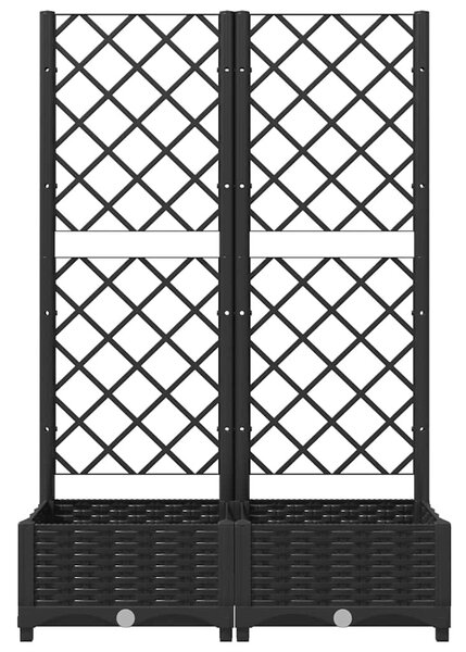 Fekete kerti virágláda ráccsal 80x40x121,5 cm PP