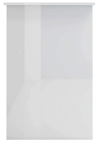Magasfényű fehér szerelt fa íróasztal 100 x 50 x 76 cm