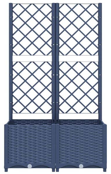 Kék-szürke kerti virágláda ráccsal 80 x 40 x 136 cm PP