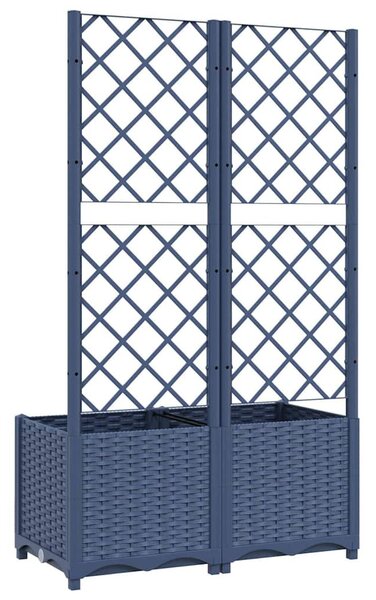 Kék-szürke kerti virágláda ráccsal 80 x 40 x 136 cm PP
