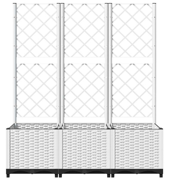 Fehér polipropilén rácsos kerti ültetőláda 120 x 40 x 136 cm