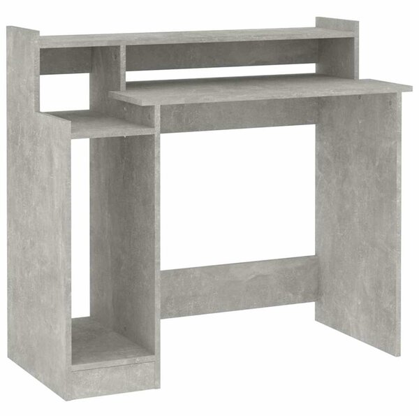 Betonszürke szerelt fa íróasztal LED-ekkel 97 x 45 x 90 cm
