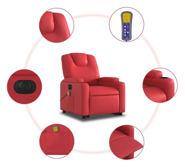 VidaXL elektromos bordó műbőr felállást segítő dönthető masszázsfotel