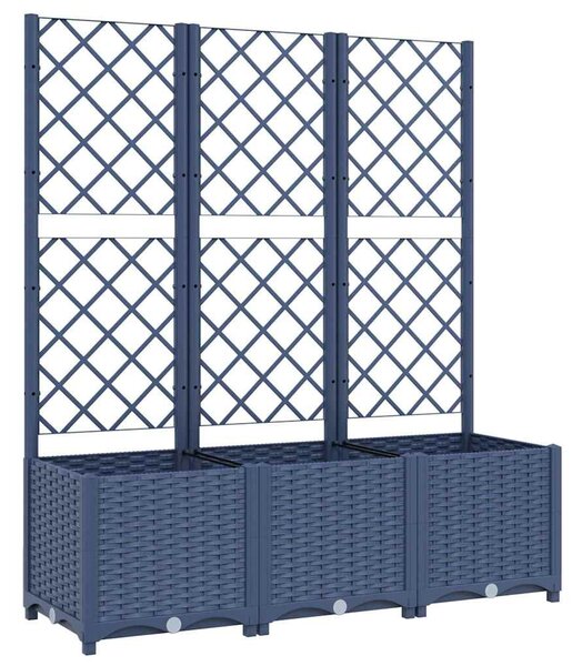 Kékszürke PP rácsos kerti ültetőláda 120 x 40 x 136 cm