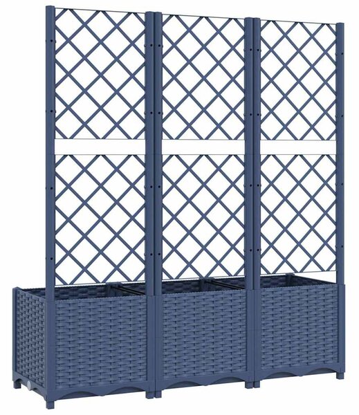 Kékszürke PP rácsos kerti ültetőláda 120 x 40 x 136 cm