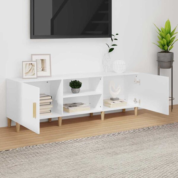 Fehér szerelt fa TV-szekrény 150 x 30 x 50 cm