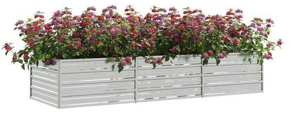 Ezüstszínű horganyzott acél kerti magaságyás 240 x 80 x 45 cm