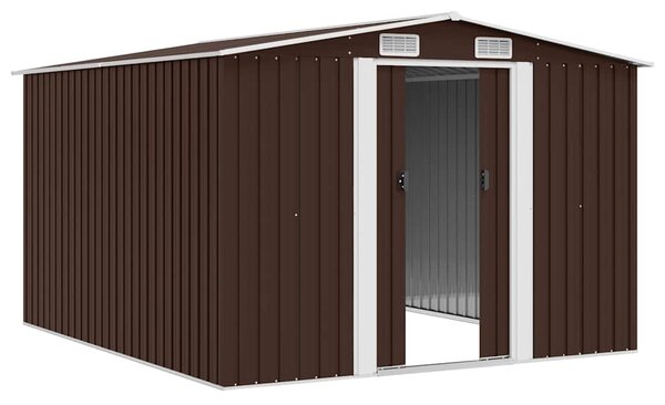 Barna fém kerti fészer 257 x 298 x 178 cm