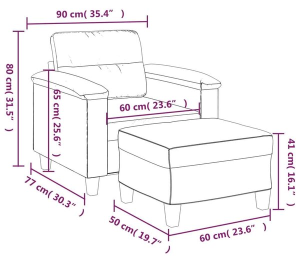 VidaXL bordó műbőr kanapéfotel lábtartóval 60 cm