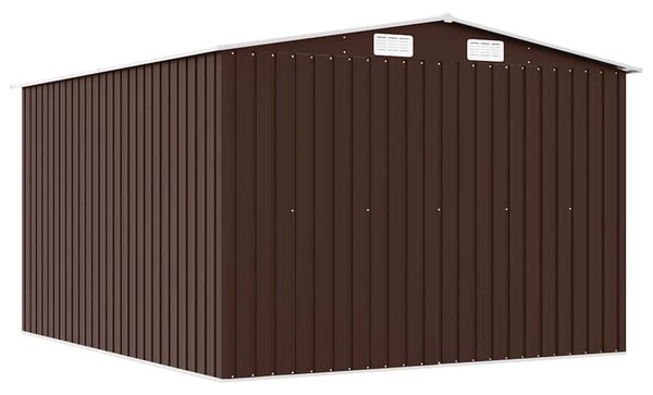 Barna fém kerti fészer 257 x 298 x 178 cm