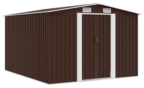 Barna fém kerti fészer 257 x 298 x 178 cm