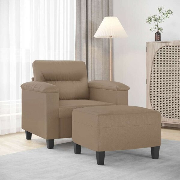 VidaXL kávészínű műbőr kanapéfotel lábtartóval 60 cm