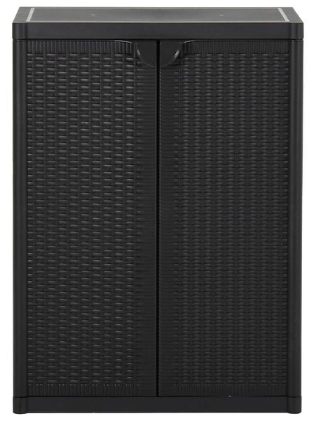 Fekete PP rattan kerti tárolószekrény 65 x 45 x 88 cm