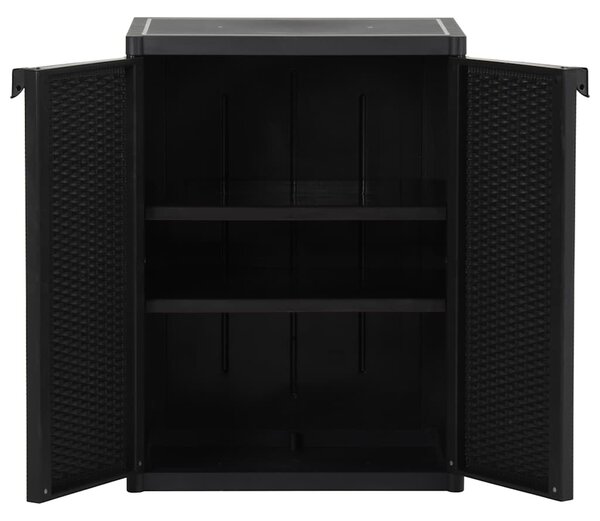 Fekete PP rattan kerti tárolószekrény 65 x 45 x 88 cm