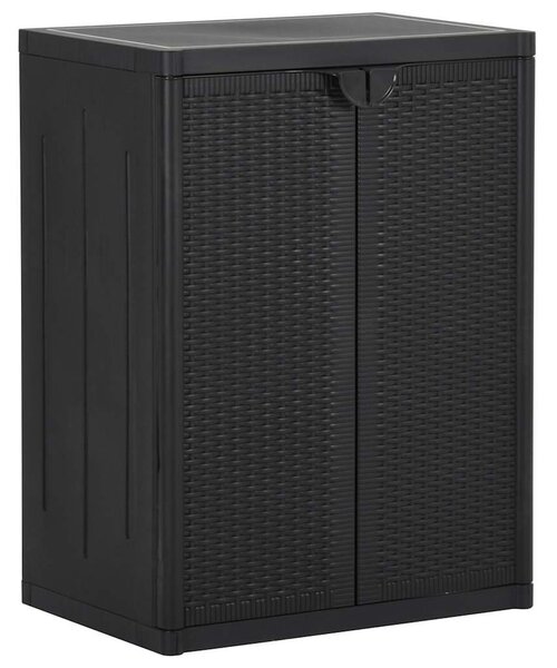 Fekete PP rattan kerti tárolószekrény 65 x 45 x 88 cm