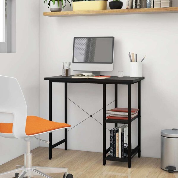 Fekete MDF és fém számítógépasztal 80 x 40 x 72 cm