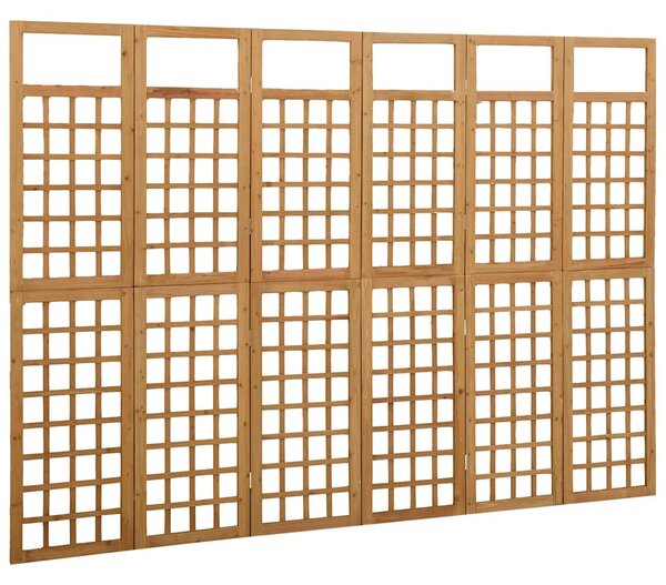 6 paneles tömör fenyőfa térelválasztó/lugasrács 242,5 x 180 cm