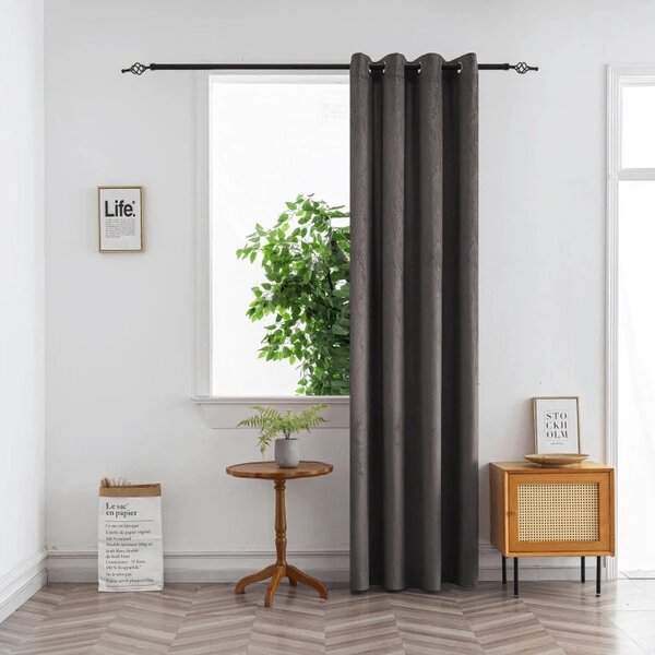 DUNES VELVET sötétítő függöny 140×250 cm, sötétszürke Felfüggesztés: Fém gyűrűk