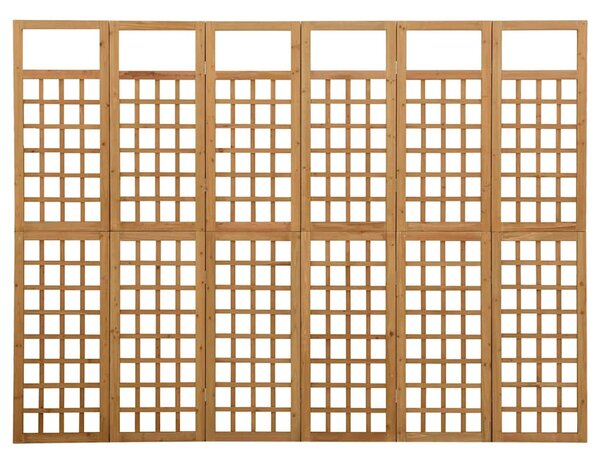 6 paneles tömör fenyőfa térelválasztó/lugasrács 242,5 x 180 cm