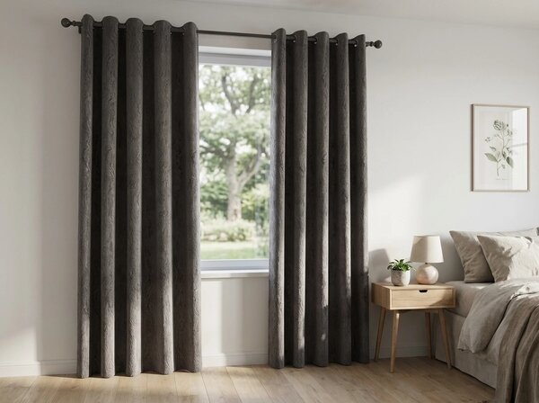 DUNES VELVET sötétítő függöny 140×250 cm, sötétszürke Felfüggesztés: Fém gyűrűk