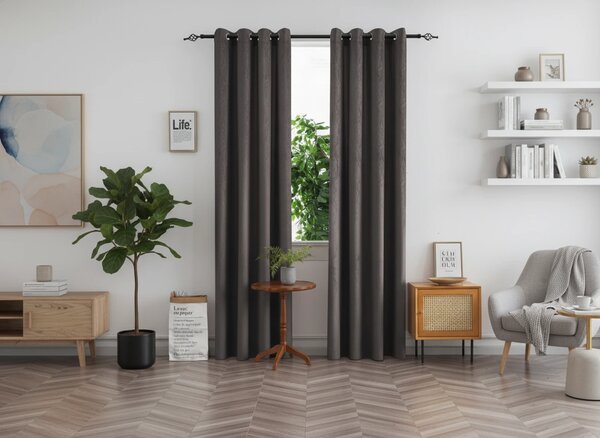 DUNES VELVET sötétítő függöny 140×250 cm, sötétszürke Felfüggesztés: Fém gyűrűk