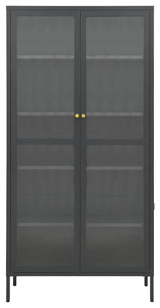 Antracitszürke acél és edzett üveg vitrin 90 x 40 x 180 cm