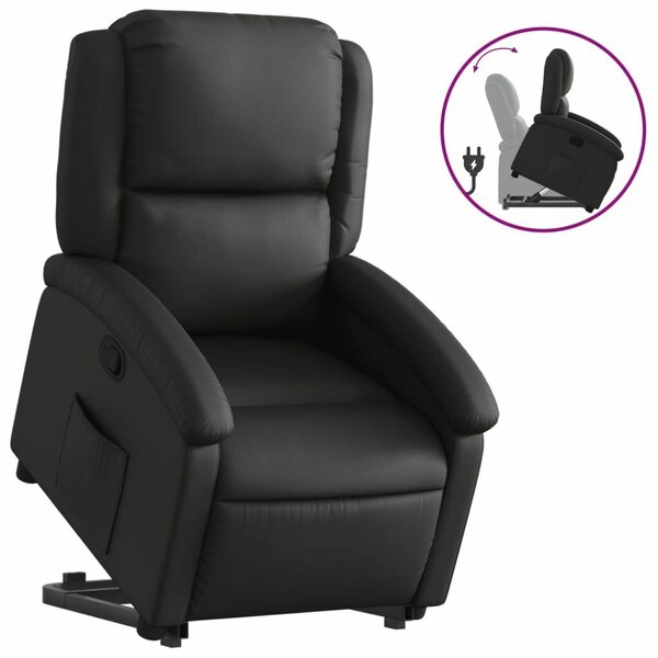 Relax Fotel - Elektromos Emelő - Valódi Bőr - Fekete