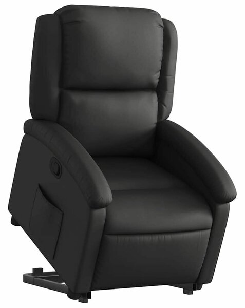 Relax Fotel - Elektromos Emelő - Valódi Bőr - Fekete