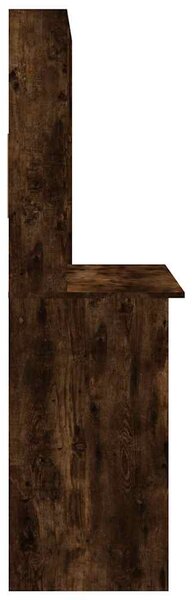 Füstös tölgy szerelt fa íróasztal polcokkal 102 x 45 x 148 cm