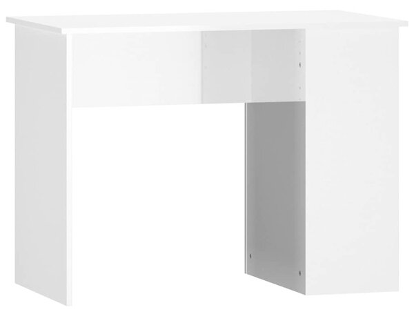 Magasfényű fehér színű szerelt fa íróasztal 100x55x75 cm